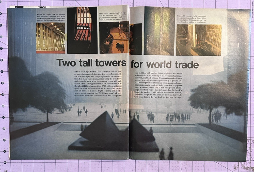 1972 World Trade Center Twin Towers Building Article Life Magazine